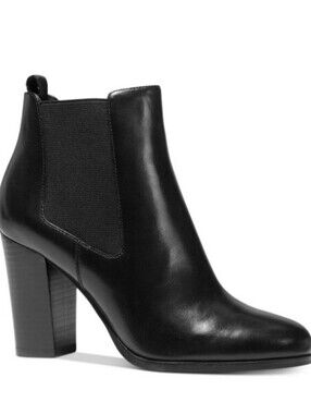Lottie Leather Block Heel Chelsea Booties